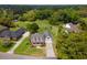 Aerial view of a home with a large yard, mature trees and a playground at 120 Wraggs Ferry Rd., Georgetown, SC 29440
