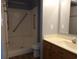 Bathroom with shower and grab bars for accessibility, along with a vanity and sink at 1208 Mackie Circle, Myrtle Beach, SC 29579