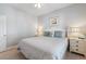 A bedroom with a king-sized bed, neutral walls, and two white nightstands with lamps at 1210 A S Ocean Blvd., Surfside Beach, SC 29575