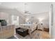 Spacious main bedroom with vaulted ceilings, ceiling fan, and a light color palette at 176 Somerworth Circle, Surfside Beach, SC 29575