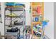 Organized storage area with shelving, tools, and equipment, ideal for keeping items tidy at 1950 Bent Grass Dr. # K, Surfside Beach, SC 29575
