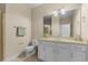Neutral bathroom features vanity with drawers and cabinets, tile floor, toilet, and shower at 621 Banks Dr. # 12-1, Myrtle Beach, SC 29588