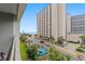 View of a multi story resort style building with a glimpse of the ocean in the background at 7200 N Ocean Blvd. N # 439, Myrtle Beach, SC 29572