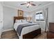 Comfortable bedroom with a ceiling fan and a view at 811 N Ocean Blvd. # 401, Surfside Beach, SC 29575