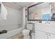 Well-maintained bathroom featuring a tub-shower combo and a vanity with storage at 9400 Shore Dr. # 725, Myrtle Beach, SC 29572