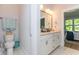 Bathroom features double sinks, and an attached lavatory for added convenience at 402 Bumble Circle, Murrells Inlet, SC 29576