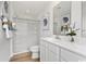 Bright bathroom with a shower and tub combination, double sinks, and sleek countertops at 1037 Oak Meadow Dr., Conway, SC 29526
