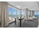 Bright dining area features floor to ceiling windows with lovely ocean views at 107 S Ocean Blvd. # 1201, Myrtle Beach, SC 29577