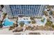 Aerial shot showcases condo pools, beach access, and building exterior at 1105 S Ocean Blvd. # 422, Myrtle Beach, SC 29577