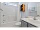 Clean bathroom with a shower-tub combo and stylish vanity, providing a functional and appealing space at 136 Regency Dr., Conway, SC 29526