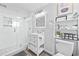 Clean and modern bathroom featuring a glass shower and vanity at 1512 S Ocean Blvd., North Myrtle Beach, SC 29582
