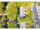 Aerial view of townhomes surrounded by lush greenery and parking areas, showcasing the property's layout at 220 Clubhouse Dr. # 20B, Sunset Beach, NC 28468