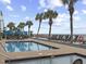 Enjoy the community pool with plenty of lounge chairs and palm trees and direct access to the beach at 2401 S Ocean Blvd. S # 1256, Myrtle Beach, SC 29577