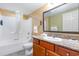 Clean bathroom with granite countertops, shower with curtain, and ample storage at 2600 N Ocean Blvd. # 1401, Myrtle Beach, SC 29577
