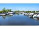 Waterfront view of boats docked in a tranquil marina under a clear blue sky at 35 Red Skiff Ln. # 35, Pawleys Island, SC 29585