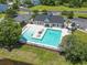 Aerial view of the community pool area offering residents a relaxing place to swim at 405 Emerson Dr., Myrtle Beach, SC 29579