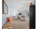 Bright living room featuring carpet floors, vaulted ceilings, and neutral wall paint at 466 Wampee St. Nw, Calabash, NC 28467