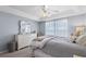 Bright and spacious main bedroom with tray ceiling, ceiling fan, neutral tones, and ample natural light at 466 Wampee St. Nw, Calabash, NC 28467