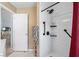 Modern walk-in shower featuring subway tile and matte black fixtures at 466 Wampee St. Nw, Calabash, NC 28467