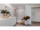 Modern bathroom with a walk-in shower, white vanity, and stylish decor at 500 Scarlet Sage Dr., Conway, SC 29527