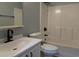 Updated bathroom boasts modern fixtures and a tub/shower combination at 573 Blue River Ct. # 8-H, Myrtle Beach, SC 29579