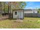 Image shows an exterior storage shed in the backyard with easy backyard access at 634 Melody Ln., Surfside Beach, SC 29575