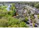 Aerial view of condos near a golf course and pond, surrounded by trees at 679 Riverwalk Dr. # 201, Myrtle Beach, SC 29579