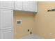 Functional laundry room features ample white cabinets and utility connections for washer and dryer at 808 East Coast Ln., North Myrtle Beach, SC 29582