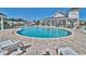 Community swimming pool with brick paver deck, lounge chairs, and a covered lanai for shade at 1239 Pyxie Moss Dr., Little River, SC 29566