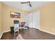 Bedroom features a ceiling fan, wood floors, and a closet for all your storage needs at 174 Seville Dr., Murrells Inlet, SC 29576