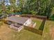 Aerial view of home showcasing fenced yard, private backyard, decks and lush trees at 2939 King St., Loris, SC 29569