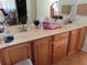 Functional bathroom vanity with double sinks, ample counter space, and storage cabinets at 819 Brookline Dr., Myrtle Beach, SC 29579