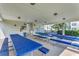 Covered picnic area with ample blue seating, set in a well-maintained community space, is perfect for residents at 901-9 West Port Dr. # 907, North Myrtle Beach, SC 29582