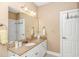 Bathroom with granite countertops, a vanity and an enclosed toilet space at 1033 World Tour Blvd. # 203, Myrtle Beach, SC 29579