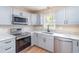 Modern kitchen featuring stainless steel appliances, grey cabinets, and an undermount sink at 174 Sussex Ct., Longs, SC 29568