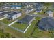 Aerial view features the fenced backyard, blending privacy with the community's serene suburban landscape at 181 Saddle St, Conway, SC 29527