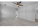 Bedroom features neutral carpet and a ceiling fan at 181 Saddle St, Conway, SC 29527