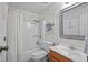 Well-maintained bathroom featuring a shower-tub combo and wood vanity at 1880 Auburn Ln. # 27 A, Surfside Beach, SC 29575