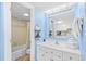 Well-maintained bathroom featuring a tub-shower combo and ample counter space at 2001 S Ocean Blvd. # 1303, Myrtle Beach, SC 29577