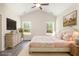 Inviting main bedroom featuring a ceiling fan and a decorative rug at 204 Palmetto Sand Loop, Conway, SC 29527