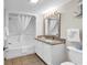 Bathroom with a bathtub, vanity, and toilet at 2201 S Ocean Blvd. # 707, Myrtle Beach, SC 29577