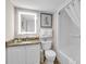Bathroom featuring a vanity, granite countertop, toilet, and shower at 2201 S Ocean Blvd. # 707, Myrtle Beach, SC 29577
