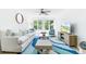 Bright living room with white sofa, stylish rug, and abundant natural light from large windows at 245 Egret Run Ln. # 1023, Pawleys Island, SC 29585