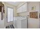Functional laundry room with a washer, dryer, and built-in storage cabinets at 3731 Spruce Dr., Myrtle Beach, SC 29577
