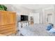 This bedroom features a TV, wardrobe, and coastal style at 4518 N Planatation Harbour Dr. # G-17, Little River, SC 29566