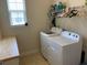 Bright laundry room with modern white washer and dryer at 505 Heartland Ct., Murrells Inlet, SC 29576