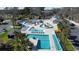 Aerial view of the community lazy river and pool area with plenty of lounge seating at 5905 S Kings Hwy. # 404 A, Myrtle Beach, SC 29575