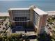 An aerial view of the resort complex with beach access and an ocean view at 6900 N Ocean Blvd. # 1034, Myrtle Beach, SC 29579