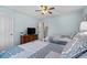 Bedroom with two twin beds, blue bedding, and a TV on a wooden dresser at 707 S 26Th Ave. S # L, North Myrtle Beach, SC 29582