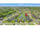 Aerial view of home overlooking a pond with fountain at 809 Covelo Ln., Myrtle Beach, SC 29579